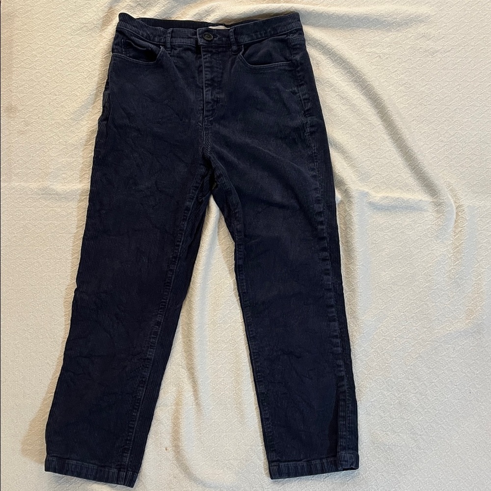 Dark Navy Corduroy kick Crop Pants
